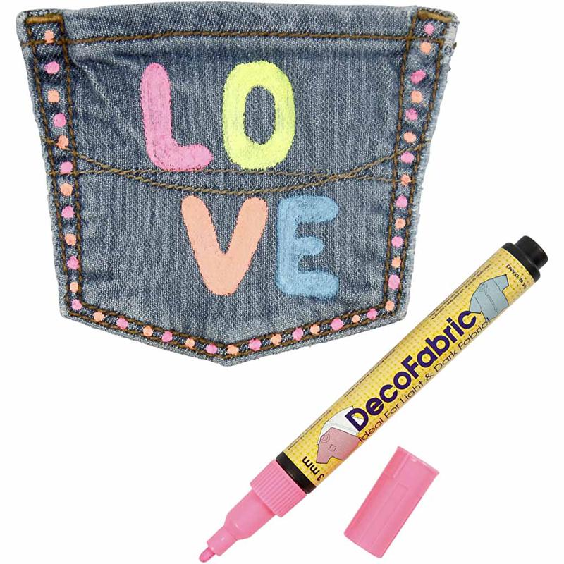 Pennarelli per Stoffa, ampiezza tratto 3 mm, colori neon, 6 pz/ 1 conf. [HOB-25098]