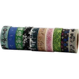 Washi Tape, L: 15 mm, 10x10 m/ 1 conf. [HOB-25215]
