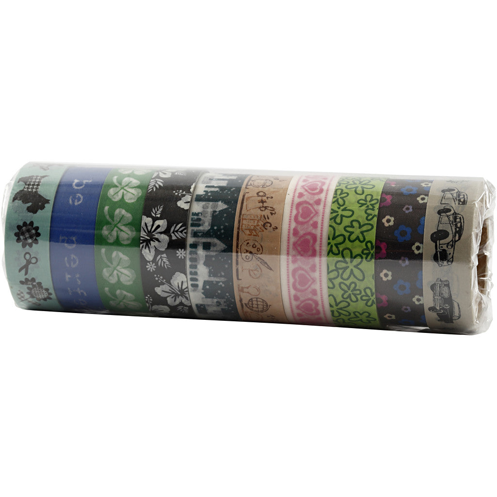 Washi Tape, L: 15 mm, 10x10 m/ 1 conf. [HOB-25215]
