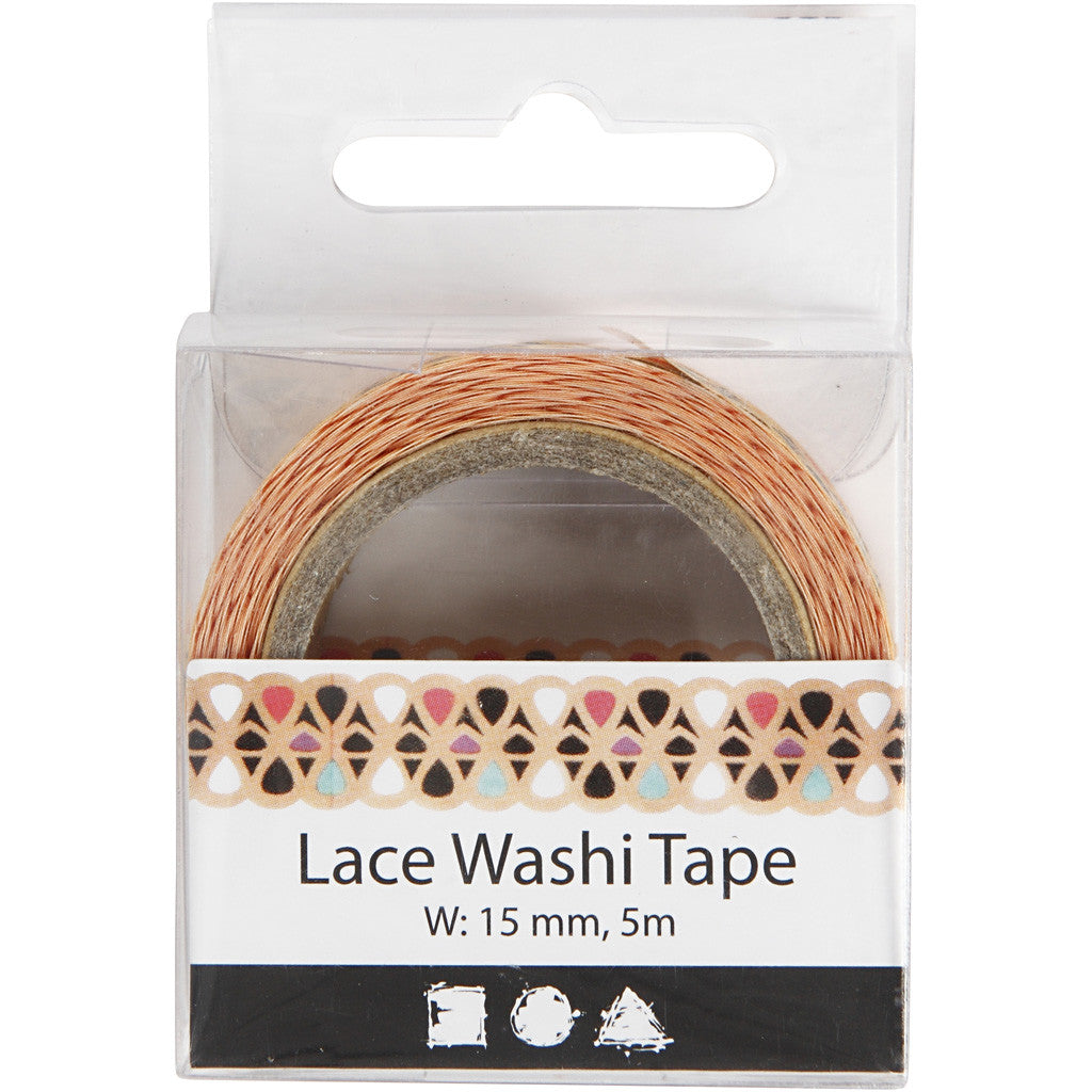 Lace Washi Tape , L: 15 mm, 5 m/ 1 rot. [HOB-25264]
