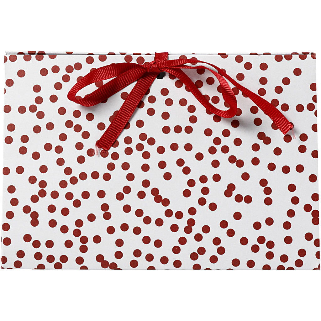 Scatola regalo pieghevole, pois, misura 15x7x8 cm, 250 g, rosso, 3 pz/ 1 conf. [HOB-25361]