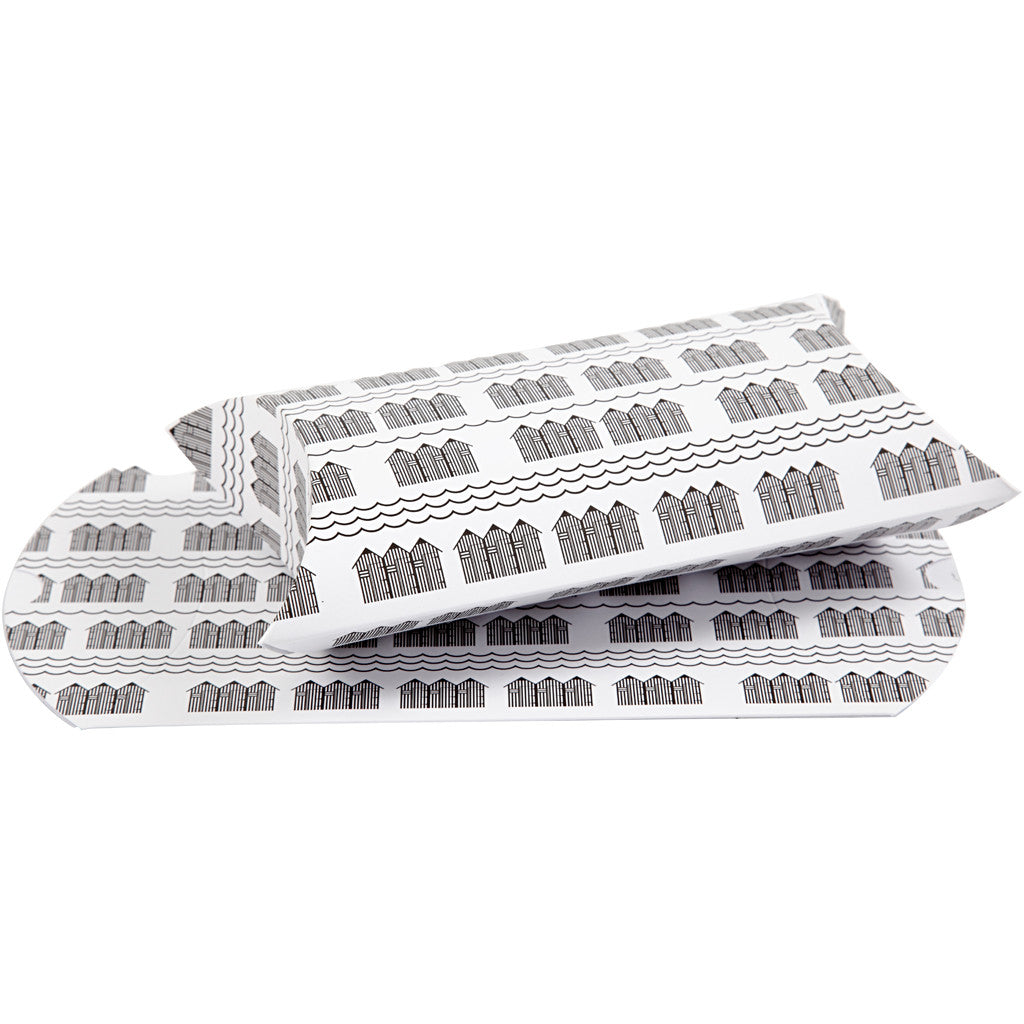 Scatola regalo pieghevole, bathhouse, misura 18x15x6 cm, 300 g, nero, bianco, 3 pz/ 1 conf. [HOB-25365]