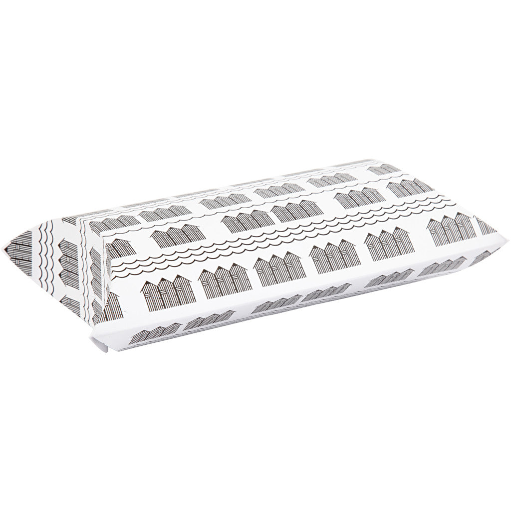 Scatola regalo pieghevole, bathhouse, misura 18x15x6 cm, 300 g, nero, bianco, 3 pz/ 1 conf. [HOB-25365]