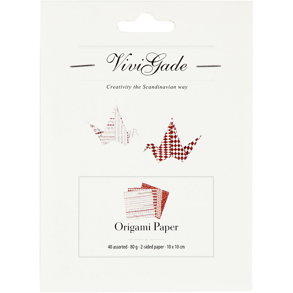 Origami Paper, red, size 10x10 cm, 80 g, 40 sheet/ 1 pack [HOB-25370]