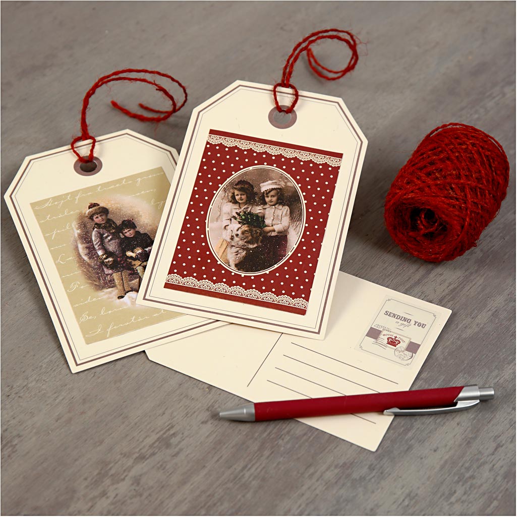 Etichette regalo / cartoline, misura 15x10 cm, 300 g, 10 pz/ 1 conf. [HOB-25694]