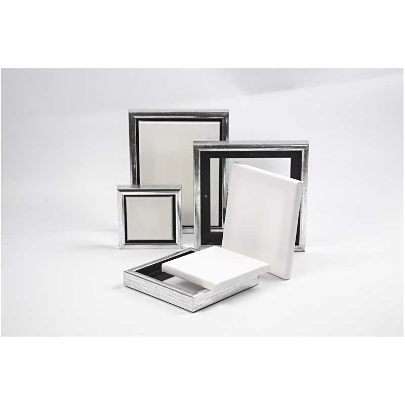 Tela con cornice, misura 10x10 cm, 360 g, bianco, 6 pz/ 1 conf. [HOB-25750]