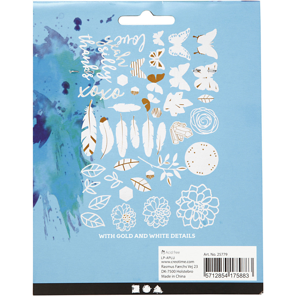 Etichette con motivi dorati per acquerello, misura 1,5-10 cm, 44 pz/ 1 conf. [HOB-25779]