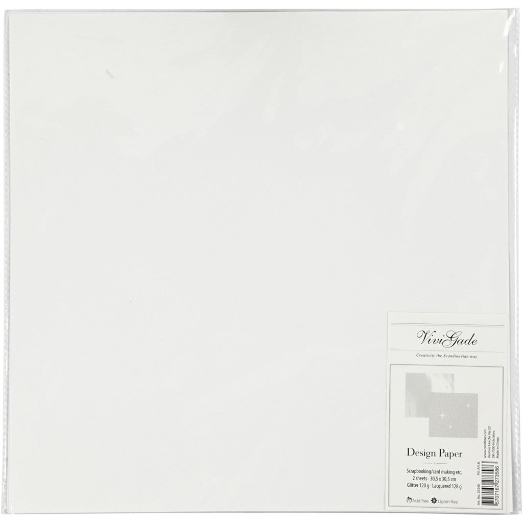 Carta fantasia, foglio 30,5x30,5 cm, 120+128 g, bianco, 2 fgl./ 1 conf. [HOB-26240]