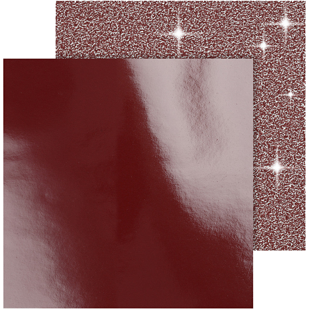 Carta fantasia, foglio 30,5x30,5 cm, 120+128 g, rosso, 2 fgl./ 1 conf. [HOB-26332]