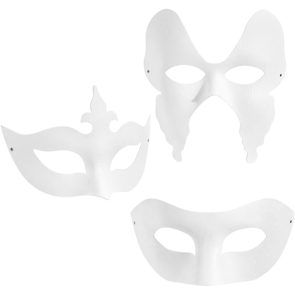 Maschere, H: 10-20 cm, L: 18-20 cm, bianco, 3x4 pz/ 1 conf. [HOB-26356]