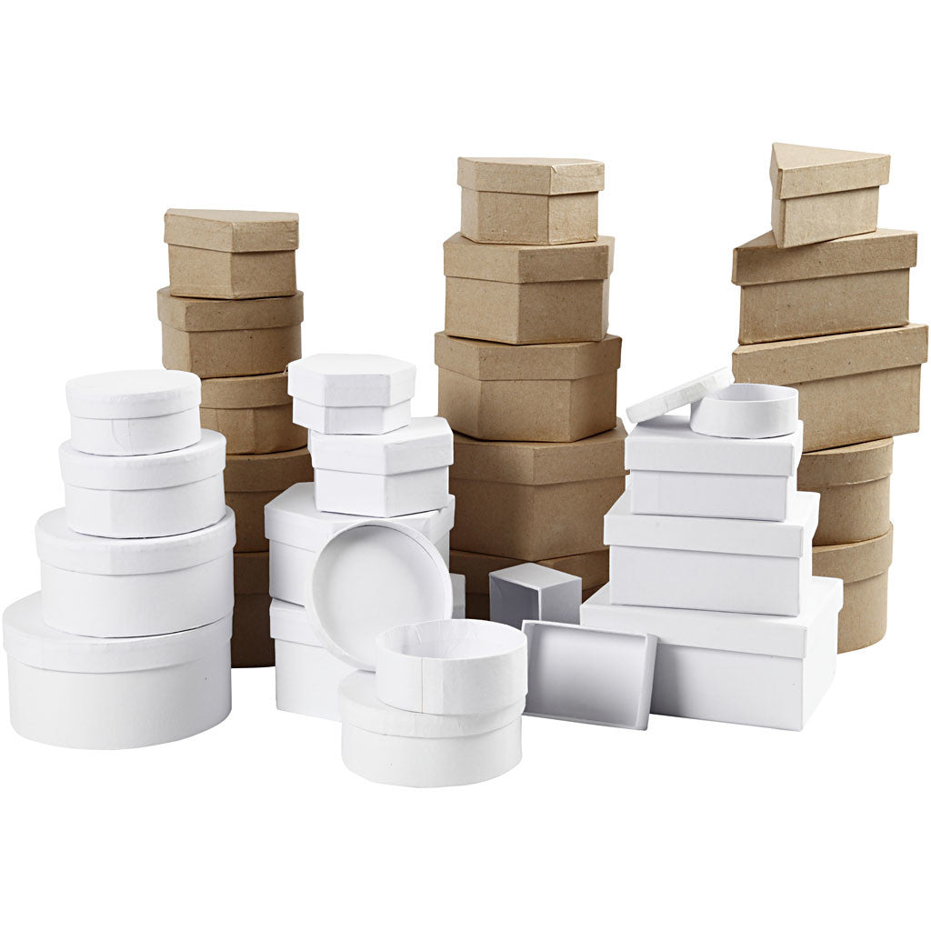 Scatole, misura 6,5-18 cm, marrone, bianco, 30 pz/ 1 set [HOB-26373]