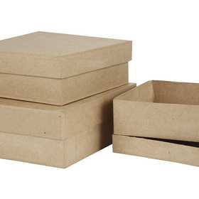 Scatole Quadrate, H: 5+6+7,5 cm, misura 16+18+20 cm, 3 pz/ 1 set [HOB-263900]