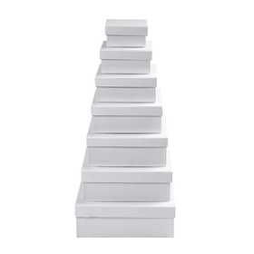 Scatole Quadrate, H: 4,5+5+5,5+6+6,5+7+7,5 cm, misura 9+11+13+15+17+19+21 cm, bianco, 7 pz/ 1 set [HOB-26419]