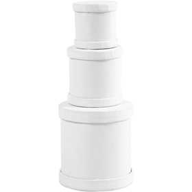 Scatole tamburo, H: 4+5+7 cm, diam 4+5+6,5 cm, bianco, 1 set [HOB-26803]