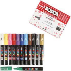 Pennarello Posca, dim. PC-1M, ampiezza tratto 0,7 mm, extra-fine, colori asst., 12 pz/ 1 conf. [HOB-273900]