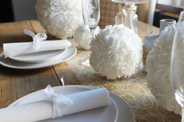 Pallina di rose Deco Ø10cm mousse bianca (1 pz) [IFS-31210]