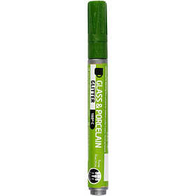 Penna per Vetro e Porcellana, glitter, ampiezza tratto 2-4 mm, semi opaco, verde chiaro, 1 pz [HOB-31308]