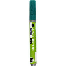Penna per Vetro e Porcellana, glitter, ampiezza tratto 2-4 mm, semi opaco, verde scuro, 1 pz [HOB-31309]