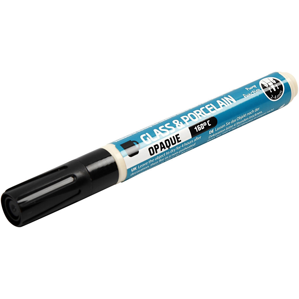 Pennarello per vetro e porcellana, ampiezza tratto 2-4 mm, opaca, nero, 1 pz [HOB-31324]