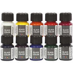 Colore trasparente per vetro, colori asst., 10x30 ml/ 1 conf. [HOB-31680]