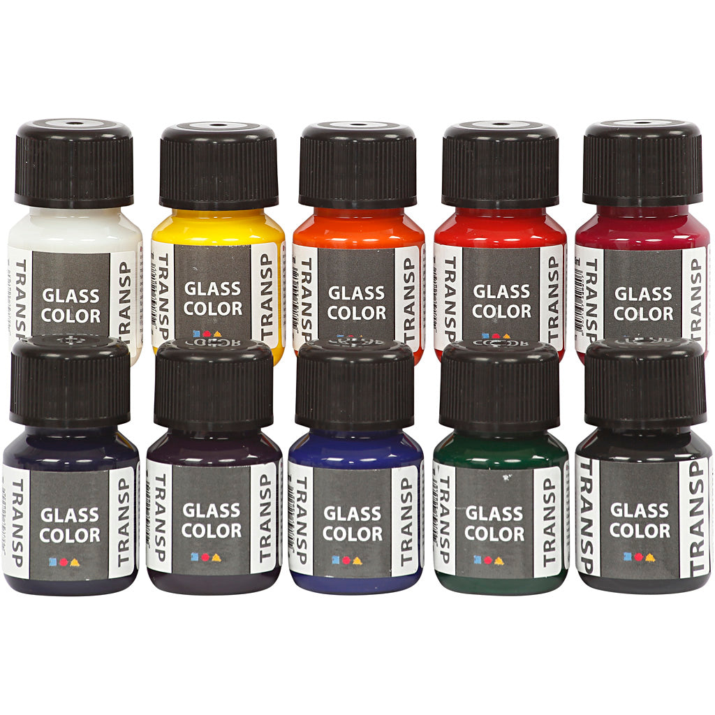 Glass Color Transparent, assorted colours, 10x30 ml