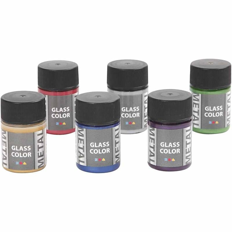 Colore metallico per vetro, colori asst., 6x30 ml/ 1 conf. [HOB-31762]