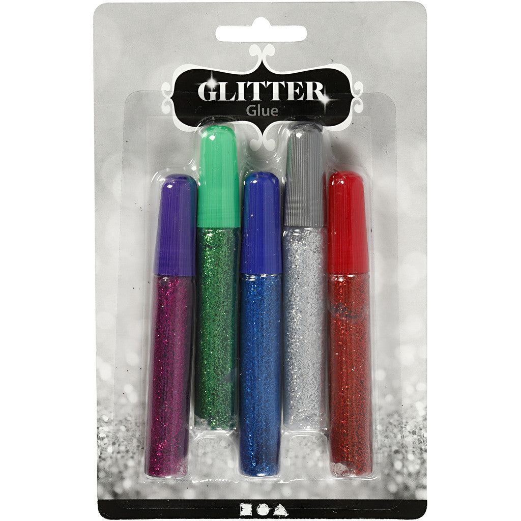Colla glitter, colori asst., 5x10 ml/ 1 conf. [HOB-31808]