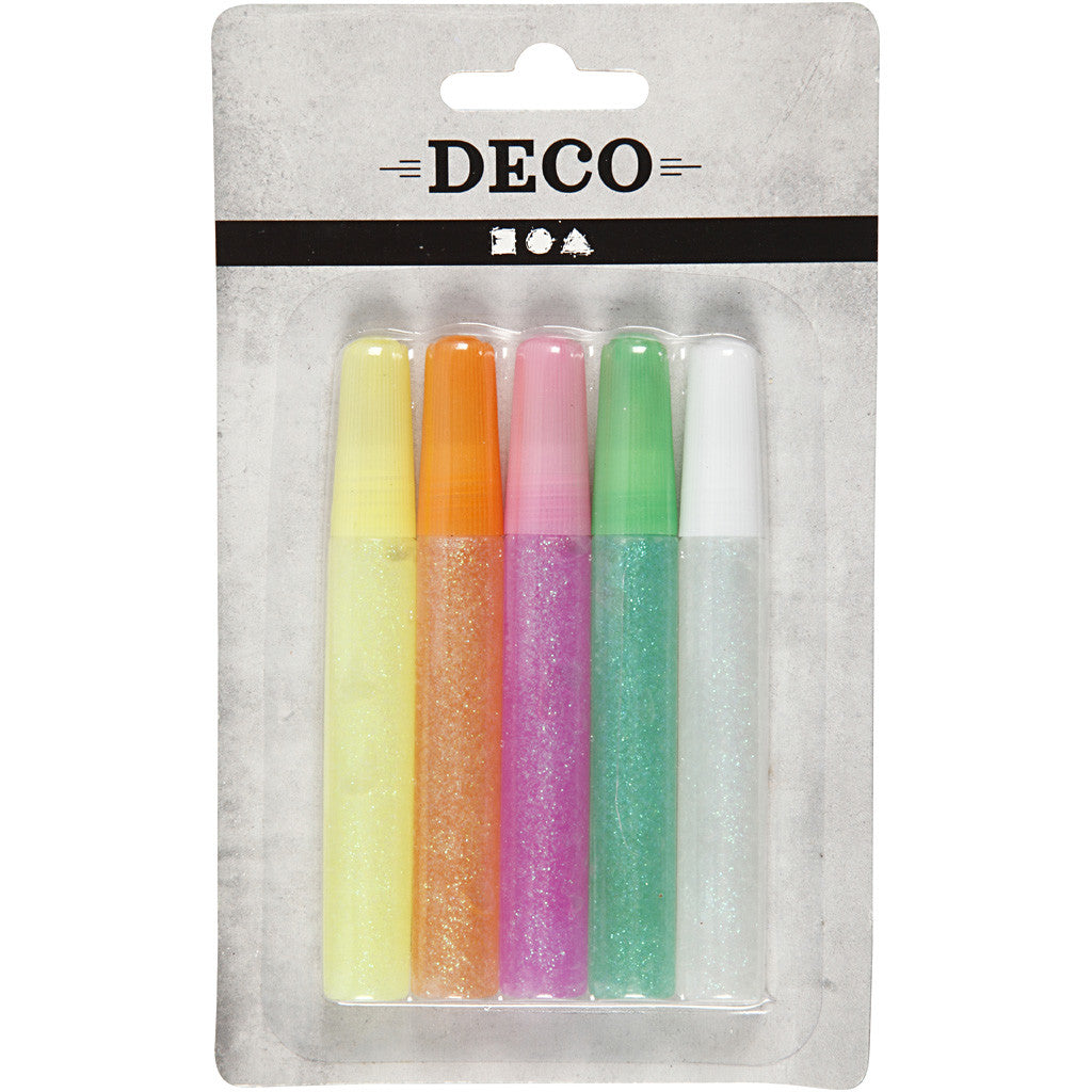 Colla glitter, colori pastello, 5x10 ml/ 1 conf. [HOB-31809]