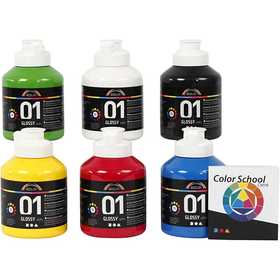 Colore Acrilico Lucido, colore primario, 6x500 ml/ 1 conf. [HOB-32032]