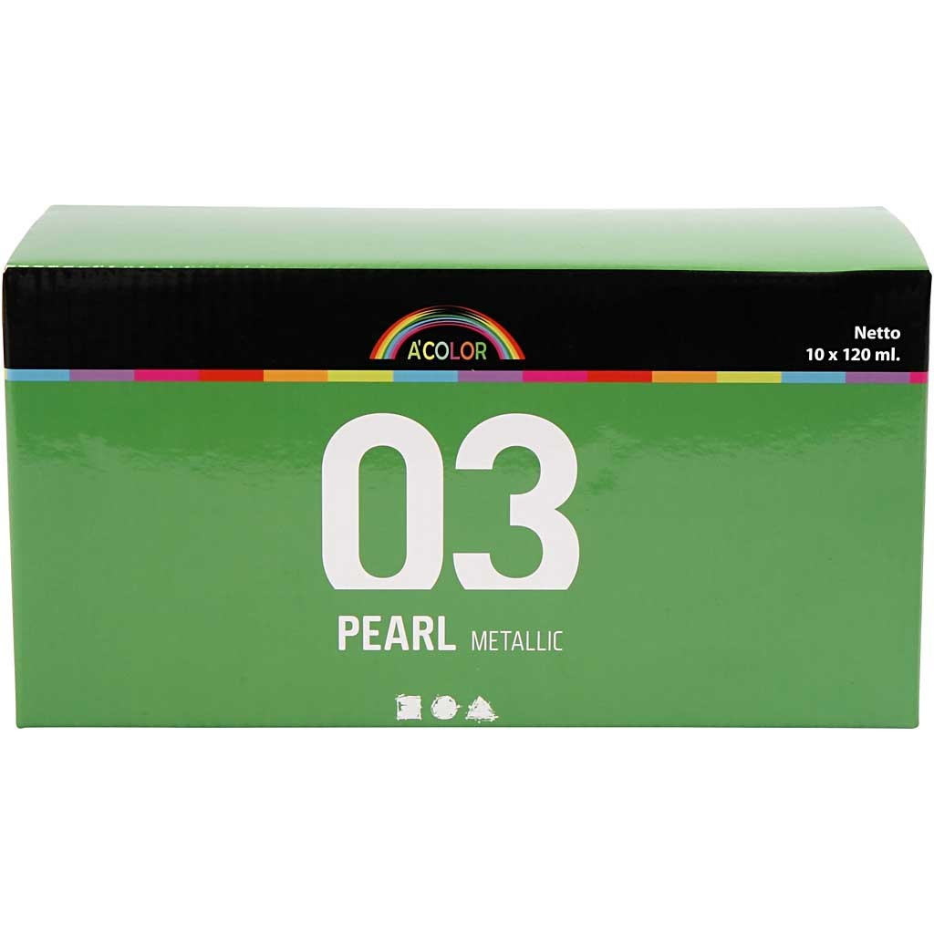 Colore Acrilio Metallizzato, metallico, colori asst., 10x120 ml/ 1 conf. [HOB-32201]