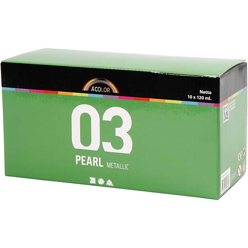 Colore Acrilio Metallizzato, metallico, colori asst., 10x120 ml/ 1 conf. [HOB-32201]