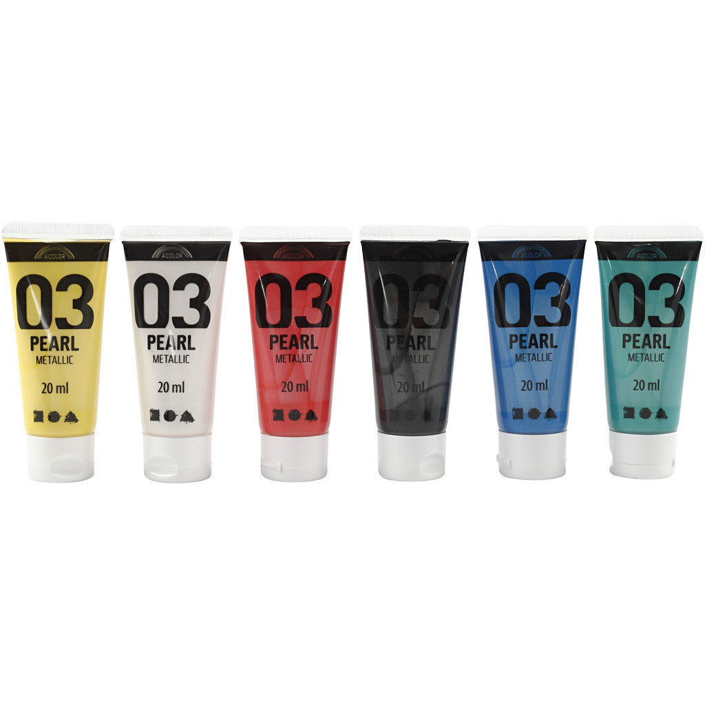 Colore Acrilio Metallizzato, metallico, colori standard, 6x20 ml/ 1 conf. [HOB-32203]