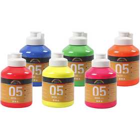 Colore Acrilico Neon , colori neon, 6x500 ml/ 1 conf. [HOB-32600]