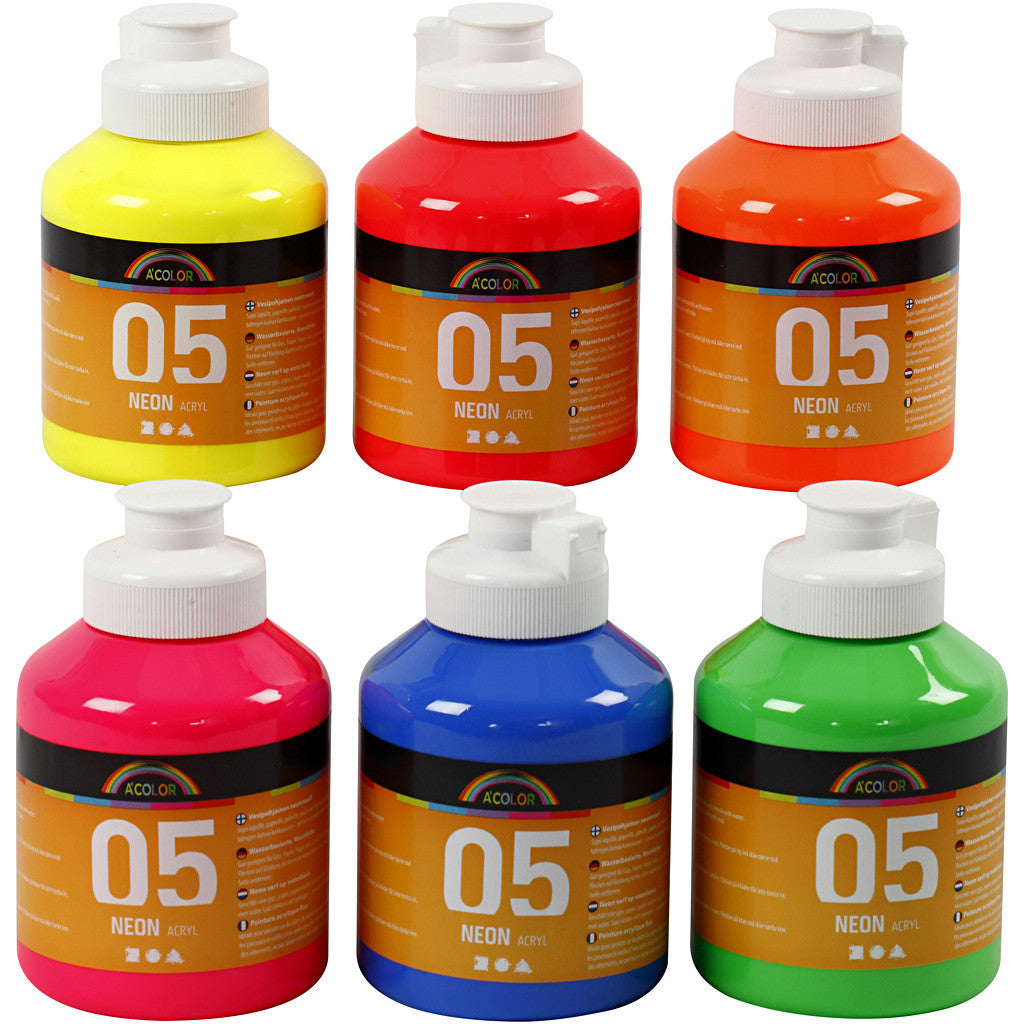 Colore Acrilico Neon , colori neon, 6x500 ml/ 1 conf. [HOB-32600]