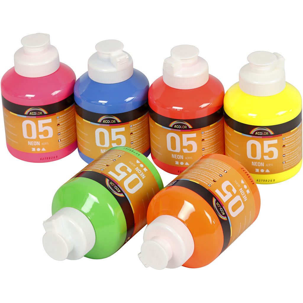 Colore Acrilico Neon , colori neon, 6x500 ml/ 1 conf. [HOB-32600]