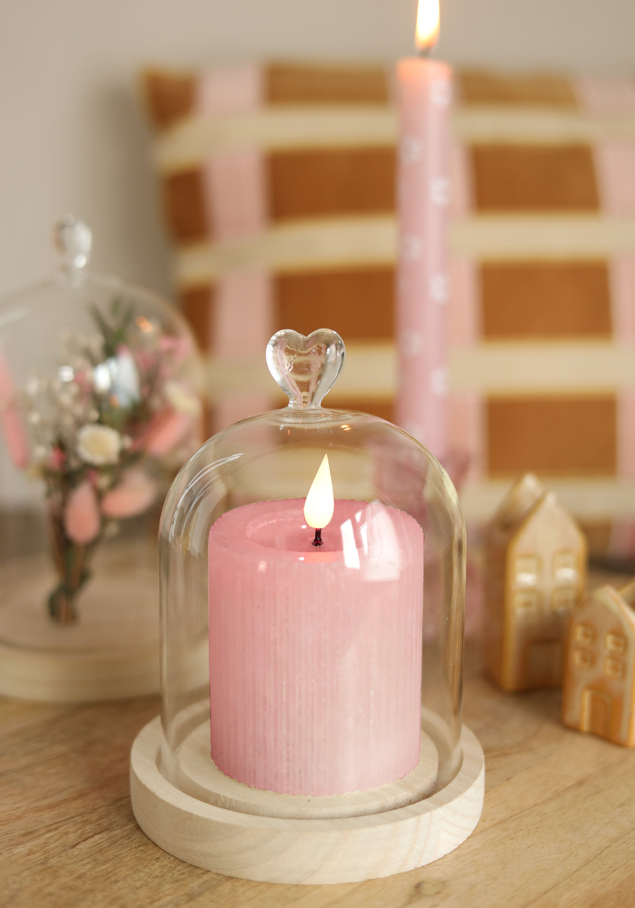 Candela a pilastro LED Ø7 h. 7,5cm rosa (1 pz) [IFS-32604]