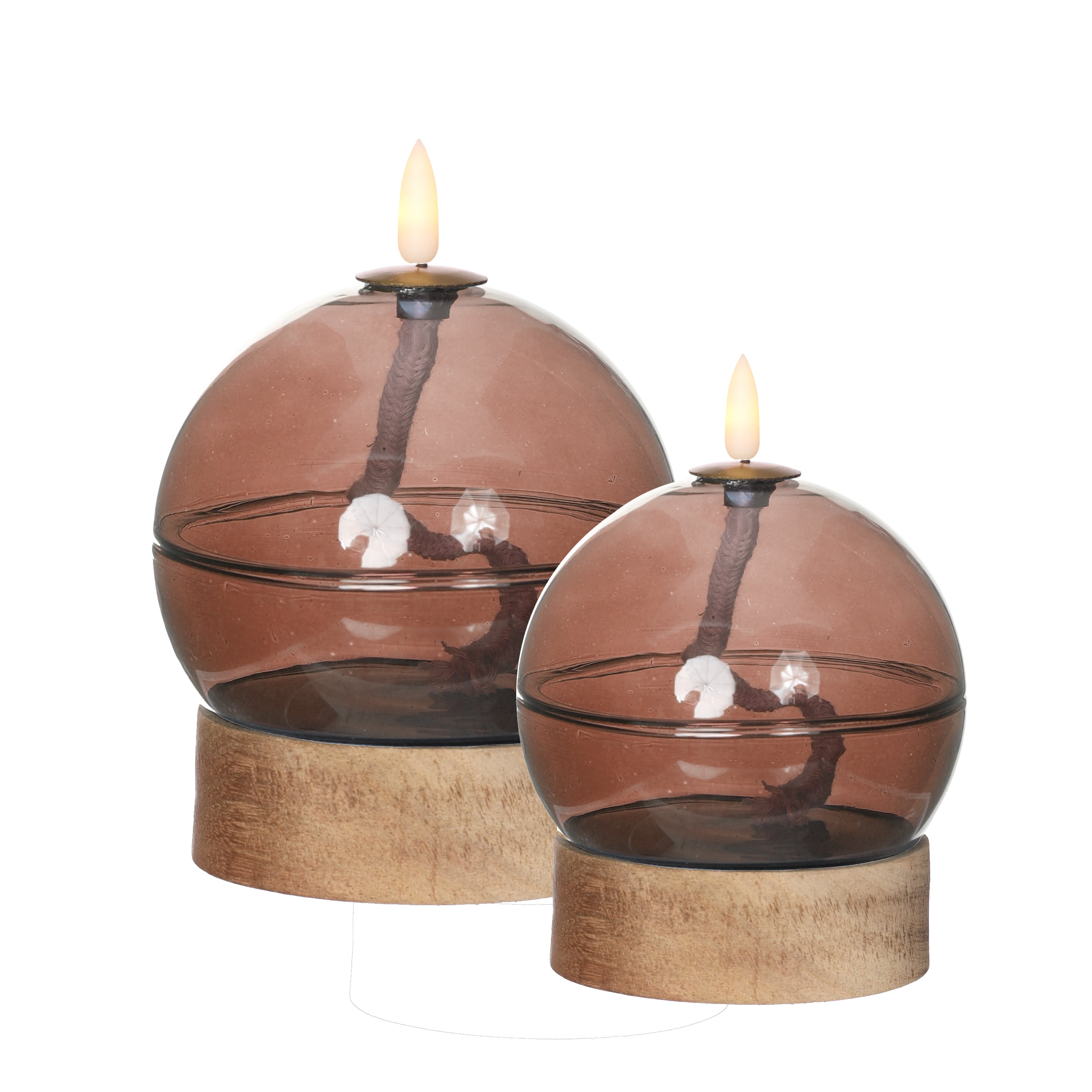 Lampada a olio LED h13,5 Ø10 cm mogano (1 pz) [IFS-32809]