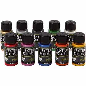 Colore per tessuti, madreperla, colori asst., 10x50 ml/ 1 conf. [HOB-33699]