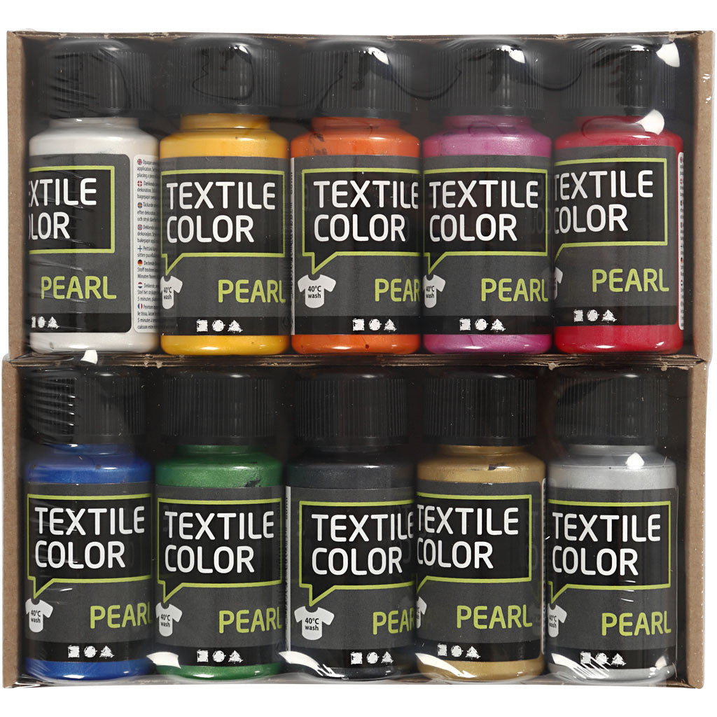 Colore per tessuti, madreperla, colori asst., 10x50 ml/ 1 conf. [HOB-33699]