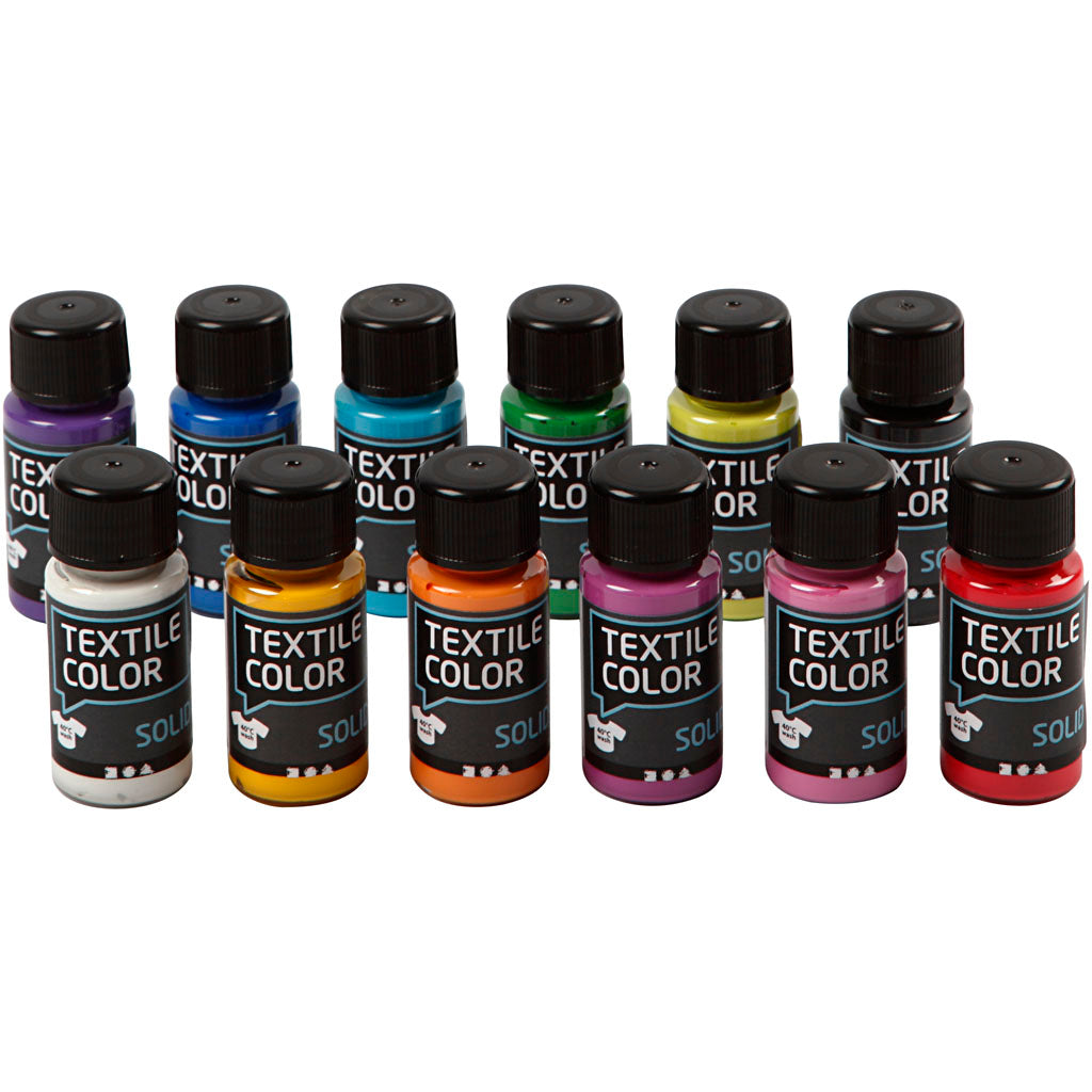 Textile Solid, opaque, assorted colours, 12x50 ml