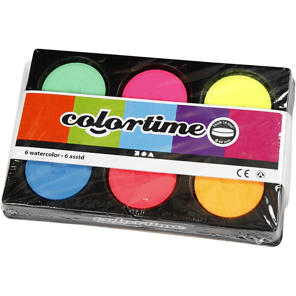 Acquerelli, H: 16 mm, diam 44 mm, colori neon, 1 conf. [HOB-34591]