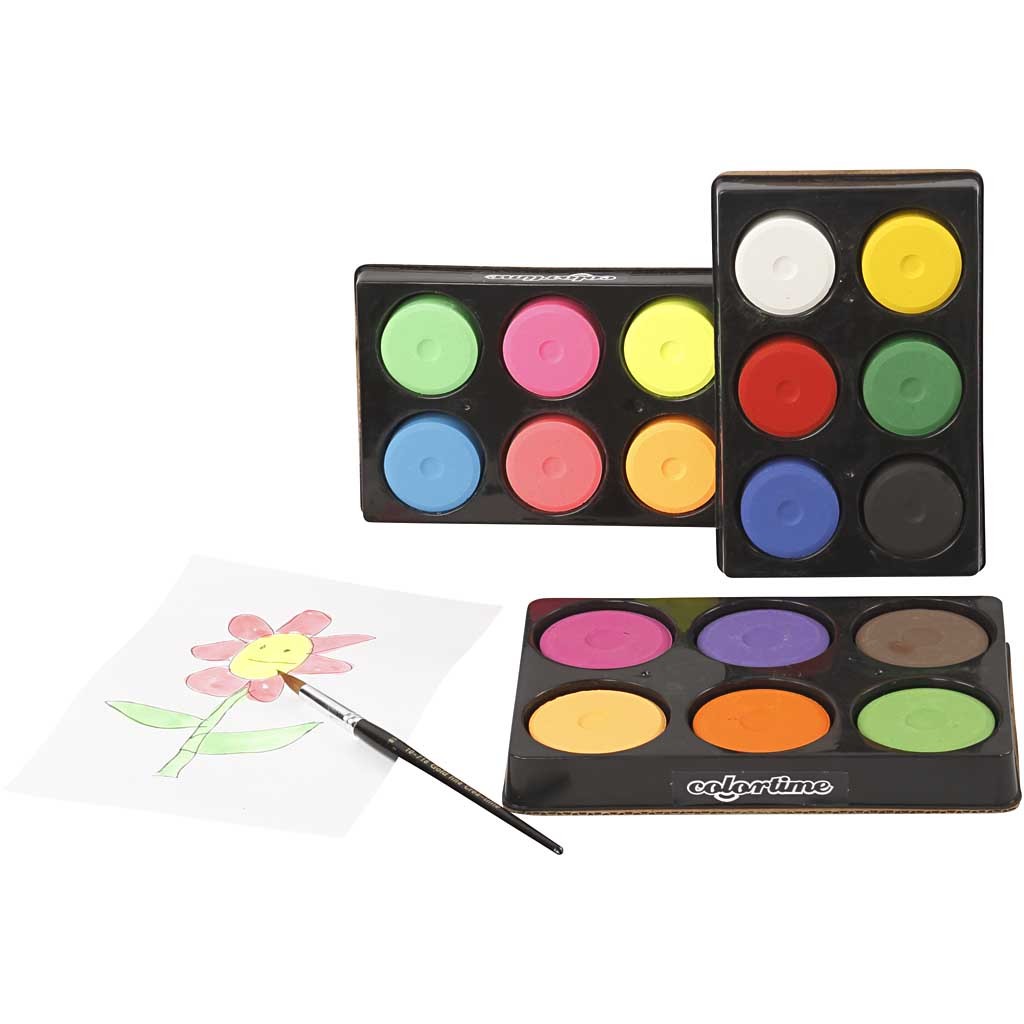 Acquerelli, H: 16 mm, diam 44 mm, colori neon, 1 conf. [HOB-34591]