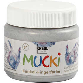 Mucki Pittura da dita, argento metallico, 150 ml/ 1 vasch. [HOB-34752]