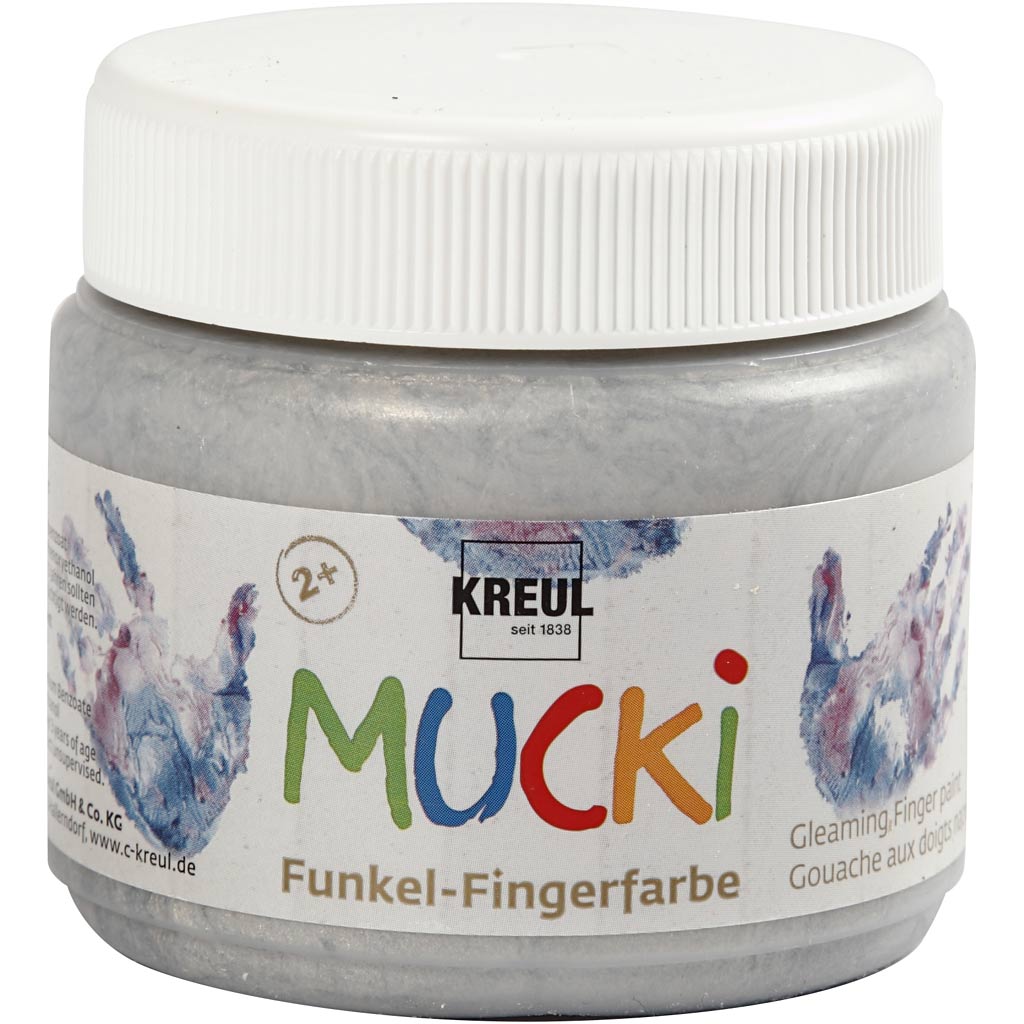 Mucki Finger Paint, metallic silver, 150 ml/ 1 tub