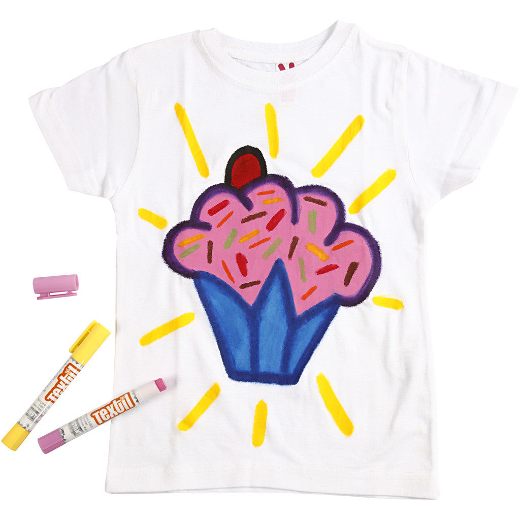 Pennarello per tessuto Playcolor, L: 14 cm, colori asst., 5 g, 12 pz/ 1 conf. [HOB-34860]