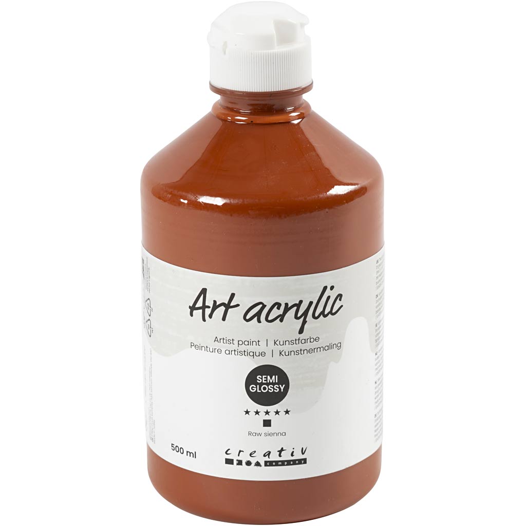 Art Acrylic, semi-glossy, opaque, raw sienna, 500 ml/ 1 bottle