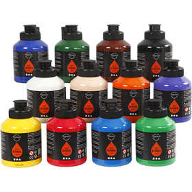 Pittura Acrilia, semi-lucido, colori standard, 12x500 ml/ 1 conf. [HOB-35490]