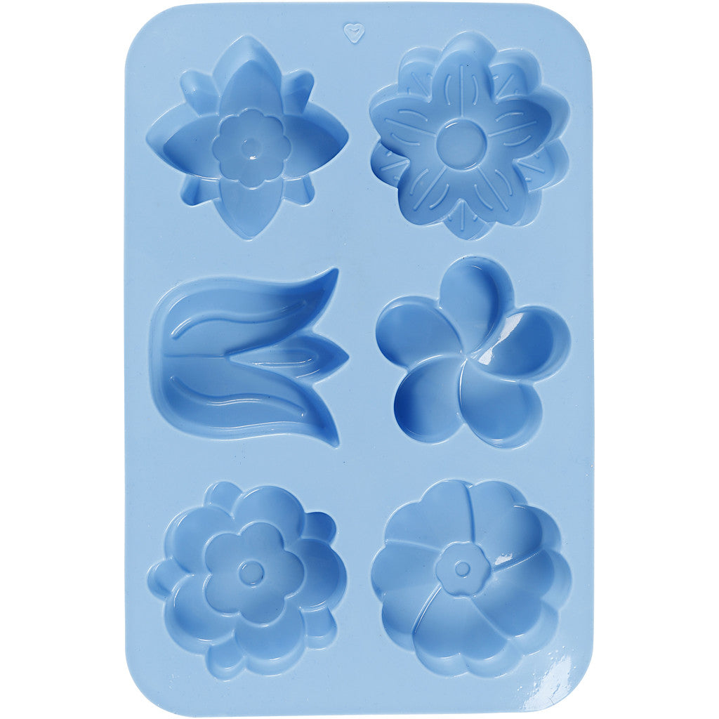 Stampo in silicone, fiori, H: 2,6 cm, L: 6 cm, L: 7,5 cm, 75 ml, 1 pz [HOB-37135]
