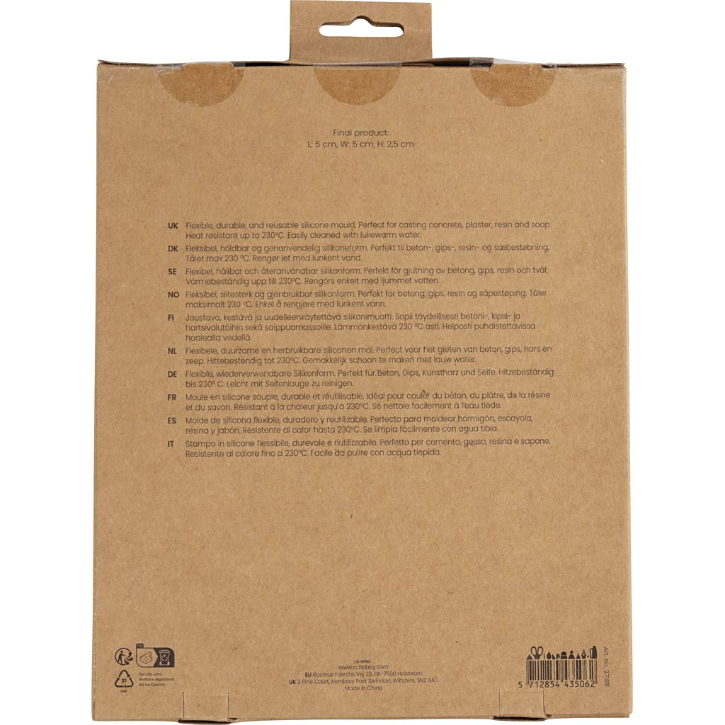 Stampo in silicone, H: 2,5 cm, L: 5 cm, 60 ml, 1 pz [HOB-371811]