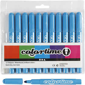 Pennarelli Colortime, ampiezza tratto 5 mm, azzurro, 12 pz/ 1 conf. [HOB-37334]